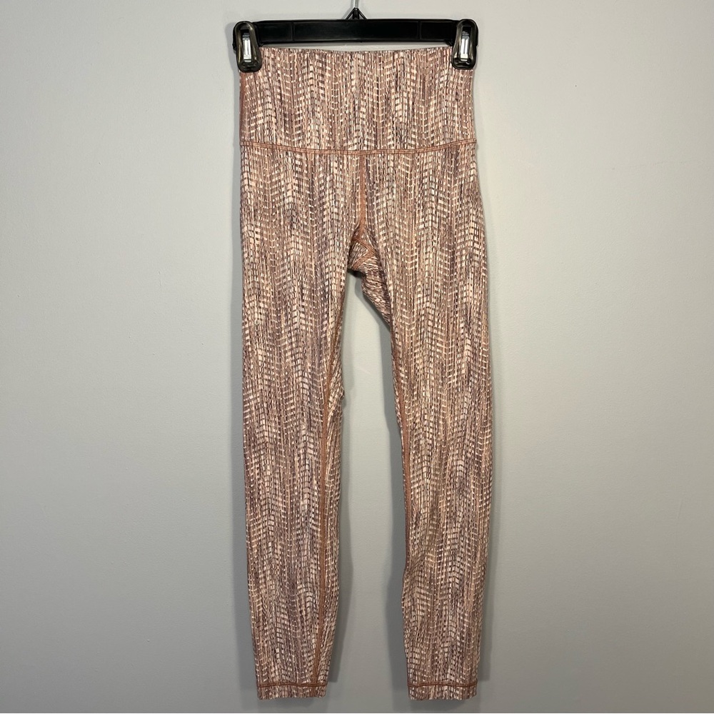 Lululemon Pants Womens 4 Pink Leggings Pattern Printed Wunder Under 25” Inseam